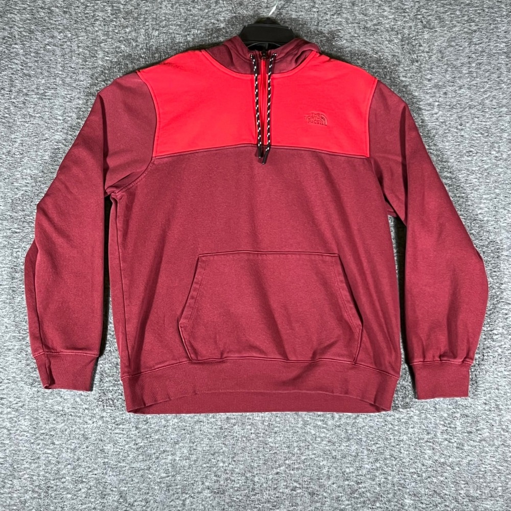The North Face Mens L Pullover Hoodie‎ Sweatshirt Two-Tone Red Casual Outdoors